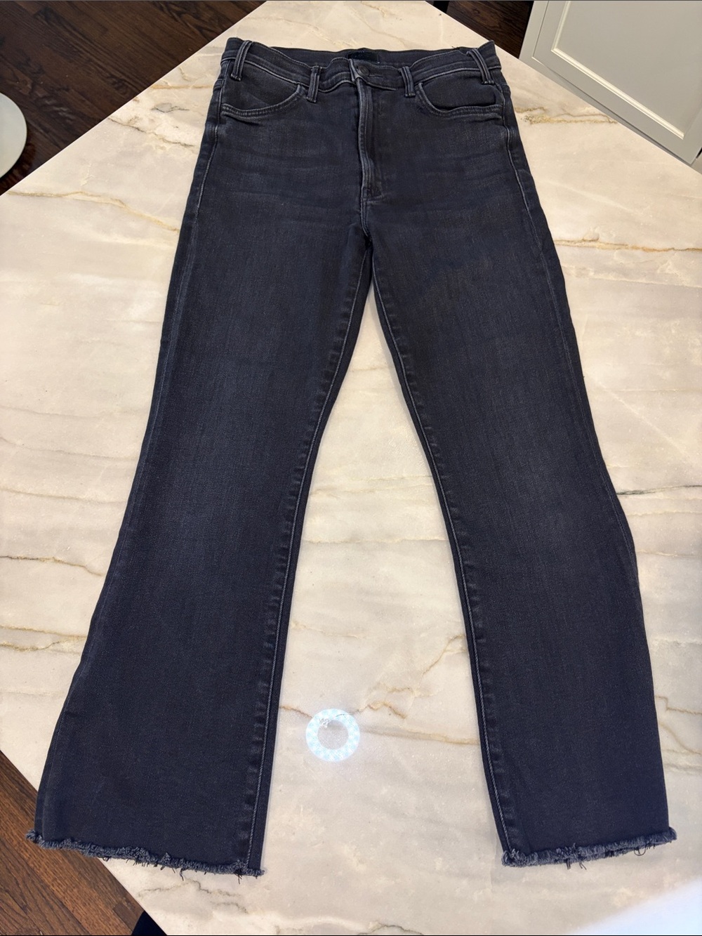 Mother The Hustler Ankle Fray Jeans ‘Encounters at Night’ (Black), Size 28